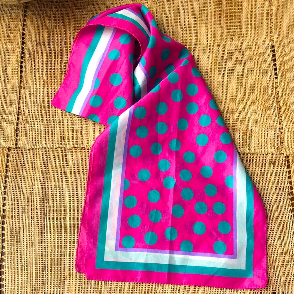 Vintage long polka dot and color block scarf